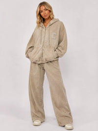 DIAMANTÉ ACID WASH ZIP HOODIE & TROUSER CO-ORD SET in Trendy Acid Wash Style for Modern Fashionistas